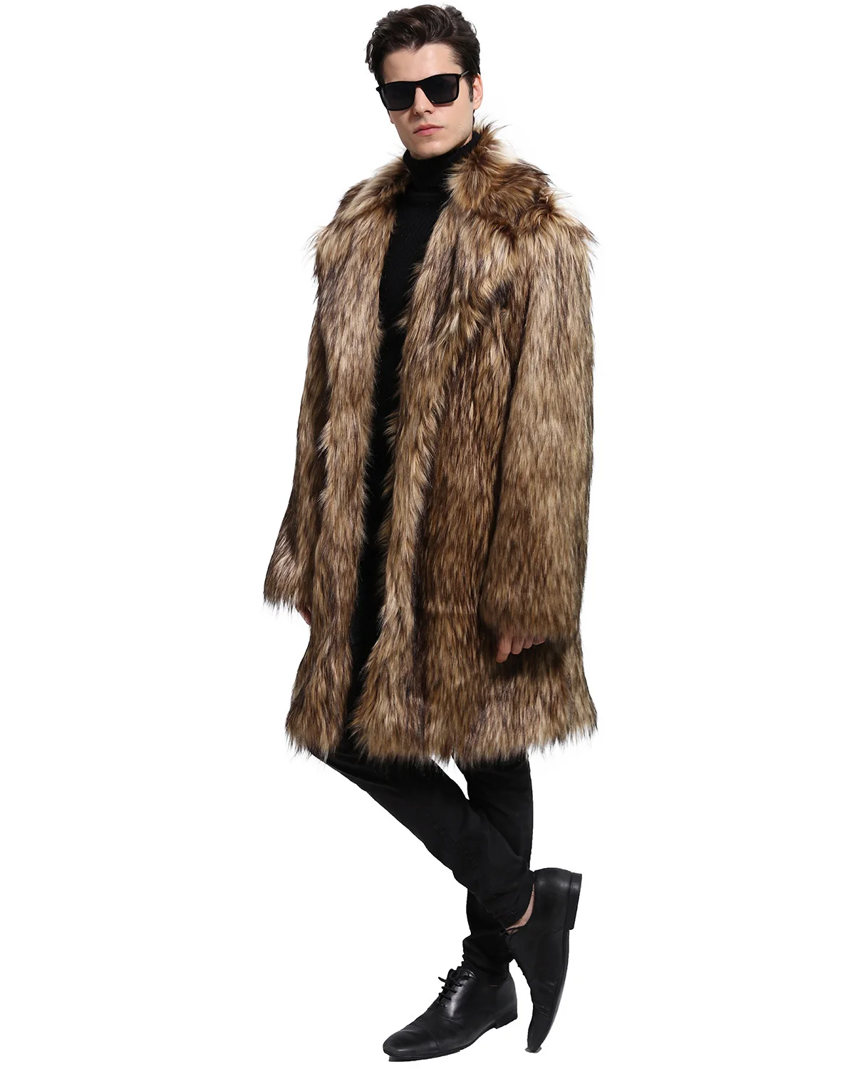 Hot Stylish Trench Coat Loose Winter Warm Overcoat Thick Fur Winter Men