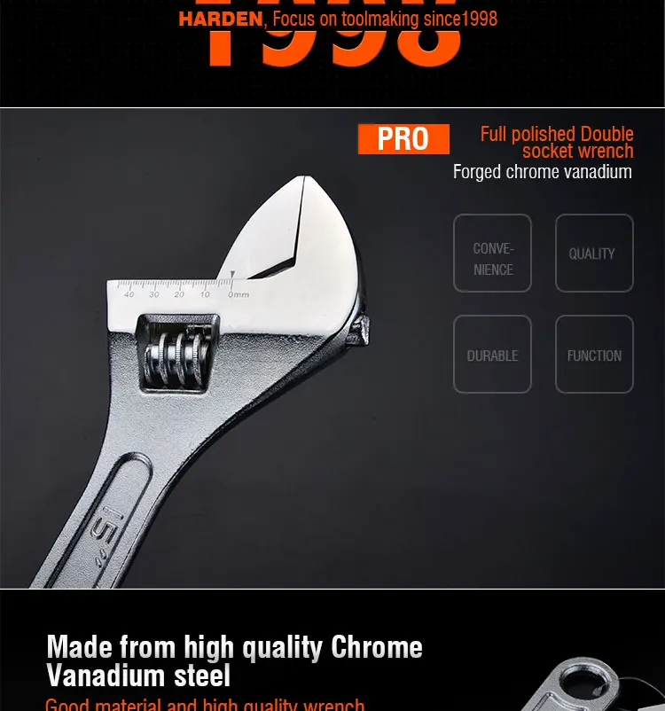 China Manufacture Professional Chrome Vanadium Hand Tool Square Hole Flexible Adjustable Torque Wrench