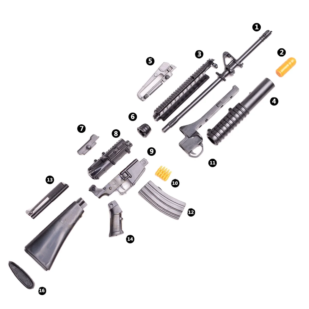 Модель винтовки M16A4 в масштабе 1/6, сборная модель, игрушки, головоломки, Строительные кирпичи, Игрушечная модель для экшн-фигурки