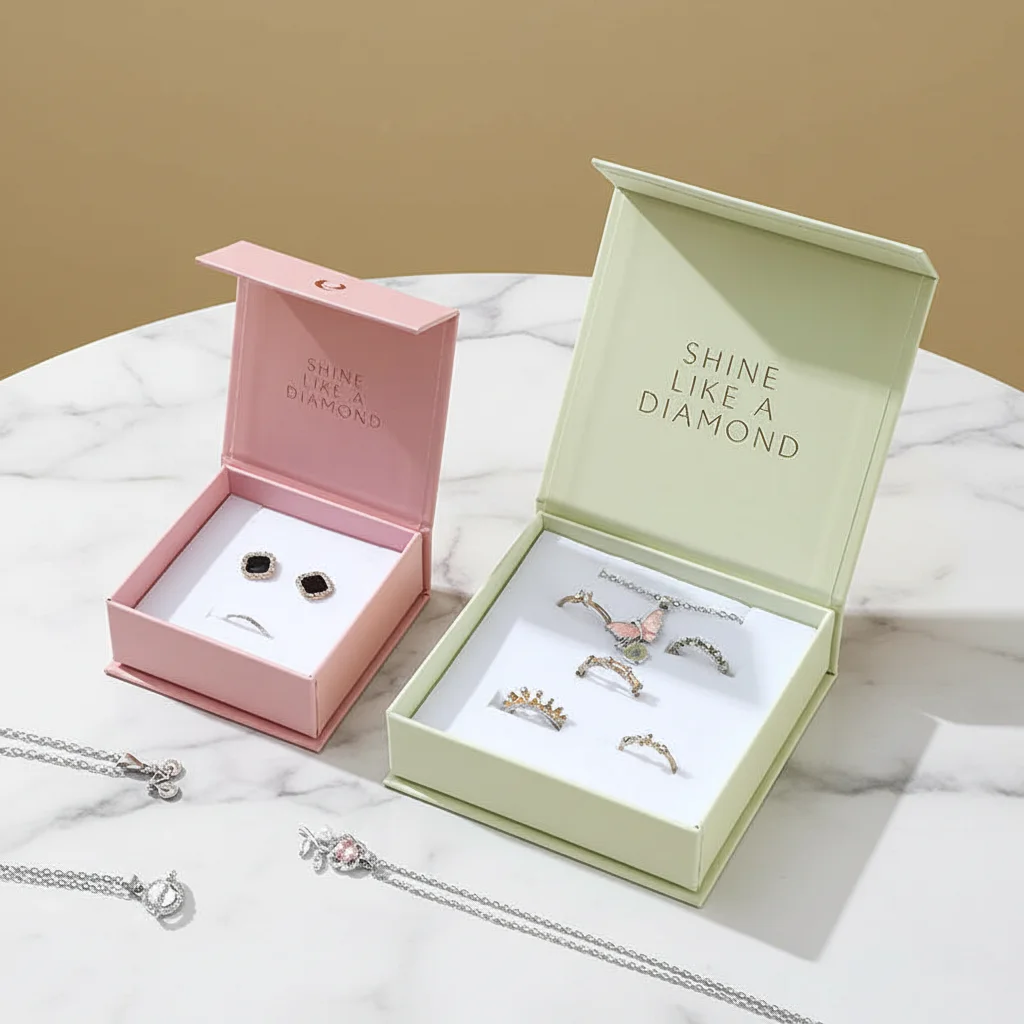 A1 Rigid Book Style Square Magnetic Jewelry Box Flip Ring Necklace Storage Cardboard Paper Gift Packaging Boxes Halloween Logo