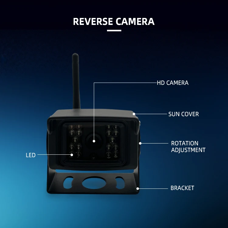 Wemaer Wireless Rear View Backup Reverse Camera 18 IR LED Night Vision Waterproof + 4.5" Car Monitor for RV Bus Truck Trailer manufacture