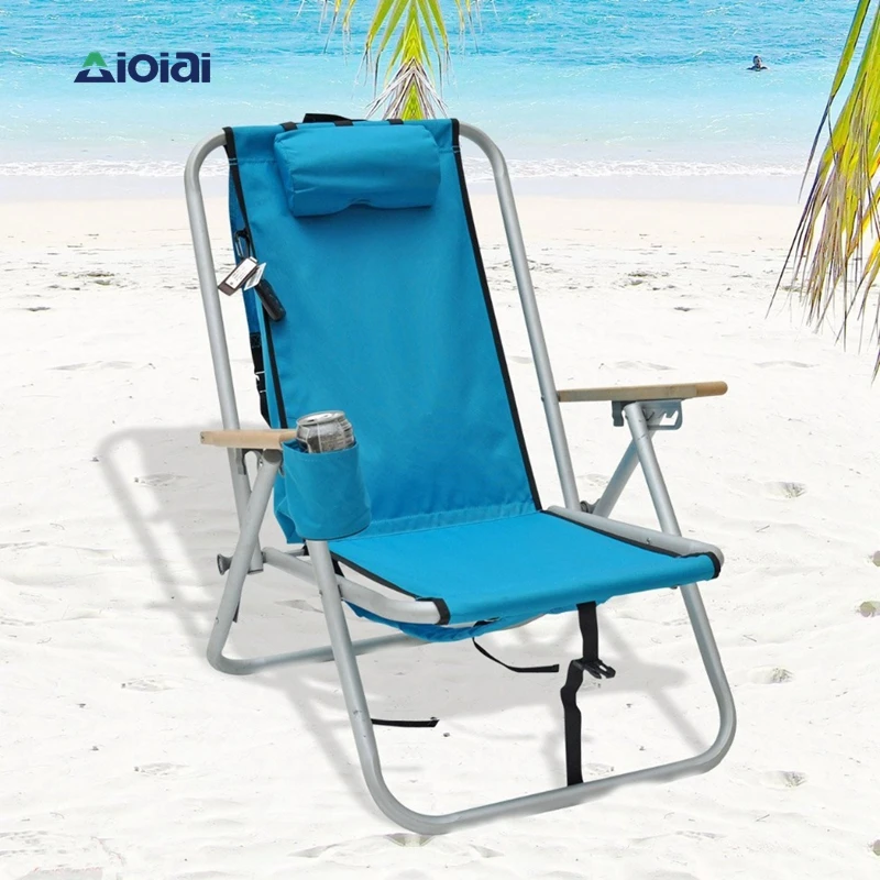 Aioiai Folding Beach Chair With Footrest,Fishing Chair With Rod Holder