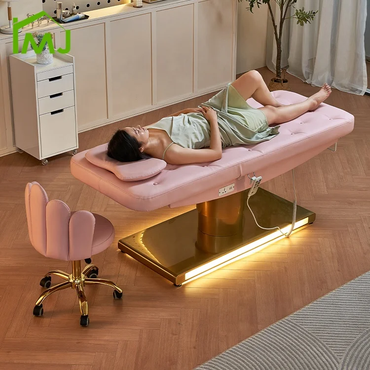 LED Base Modern 3 Motors Table Massage Electric Eyelash Facial Bed Cosmetic Beauty Salon Bed