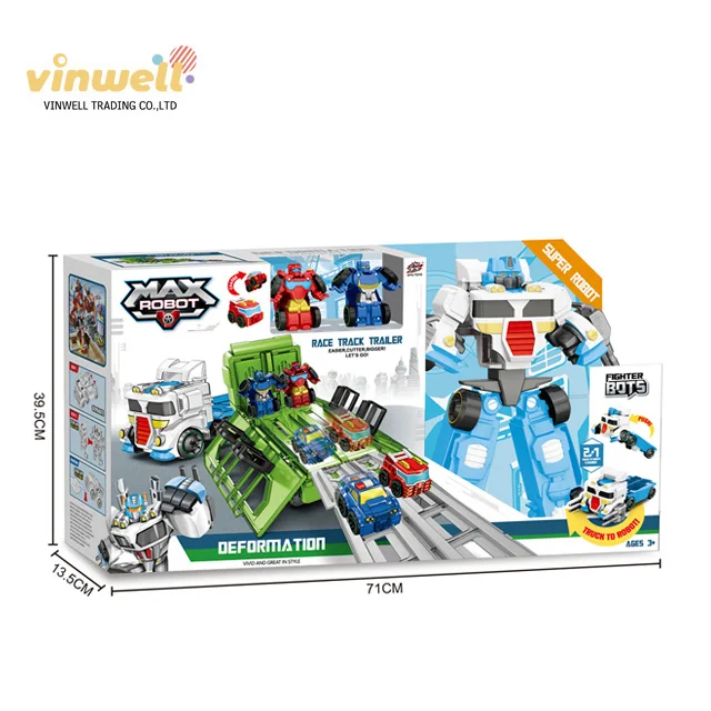 3 Color Max Robot Tractor Game Car Game with Carriage and Flash Deformation Robot Car