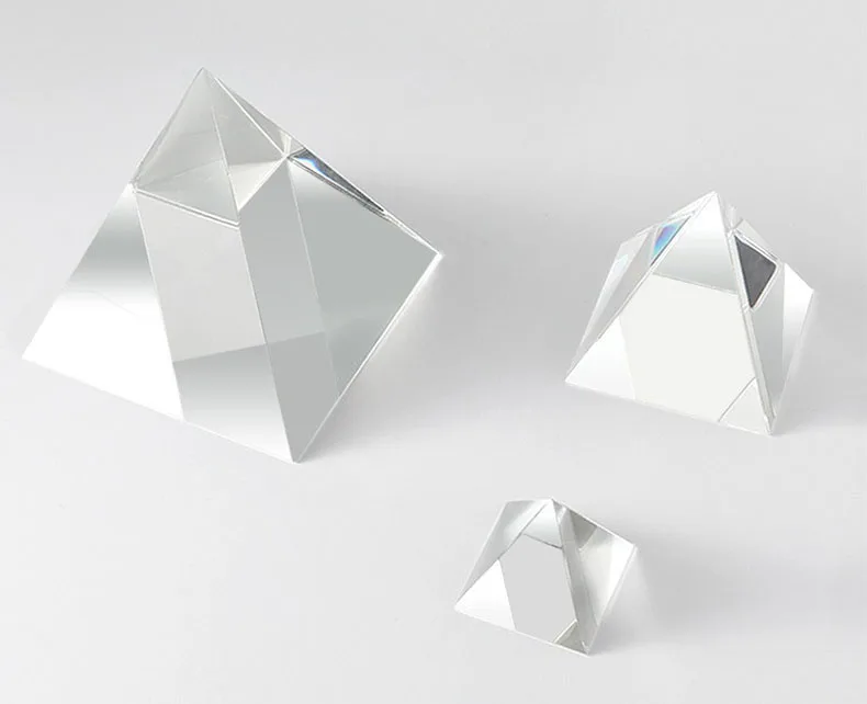 Wholesale Blank K9 Crystal Pyramid Prism Optical Glass Prisms Paperweight  For Decoration manufacture