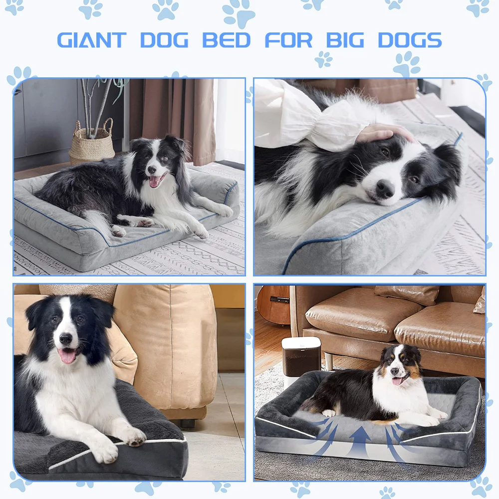 Custom washable giant fluffy soft orthopedic xl xxl big heavy duty extra large memory foam pet dog sofa bed for large dogs supplier