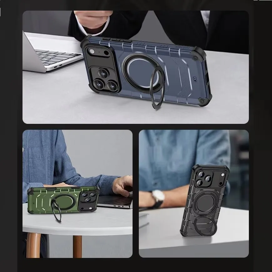 product for iphone 17 pro max case with rotating metal kickstand military grade drop proof  anti fingerprint protective cover-2