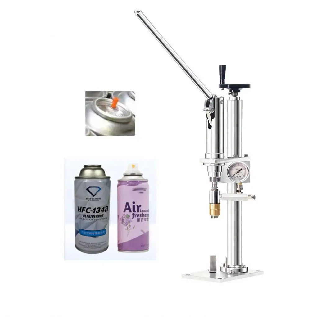 TEBAK Automatic Aerosol Manual Aerosol Gas Filling Machine for Sunscreen Spray Paint, air Freshener Aerosol Spray Cans
