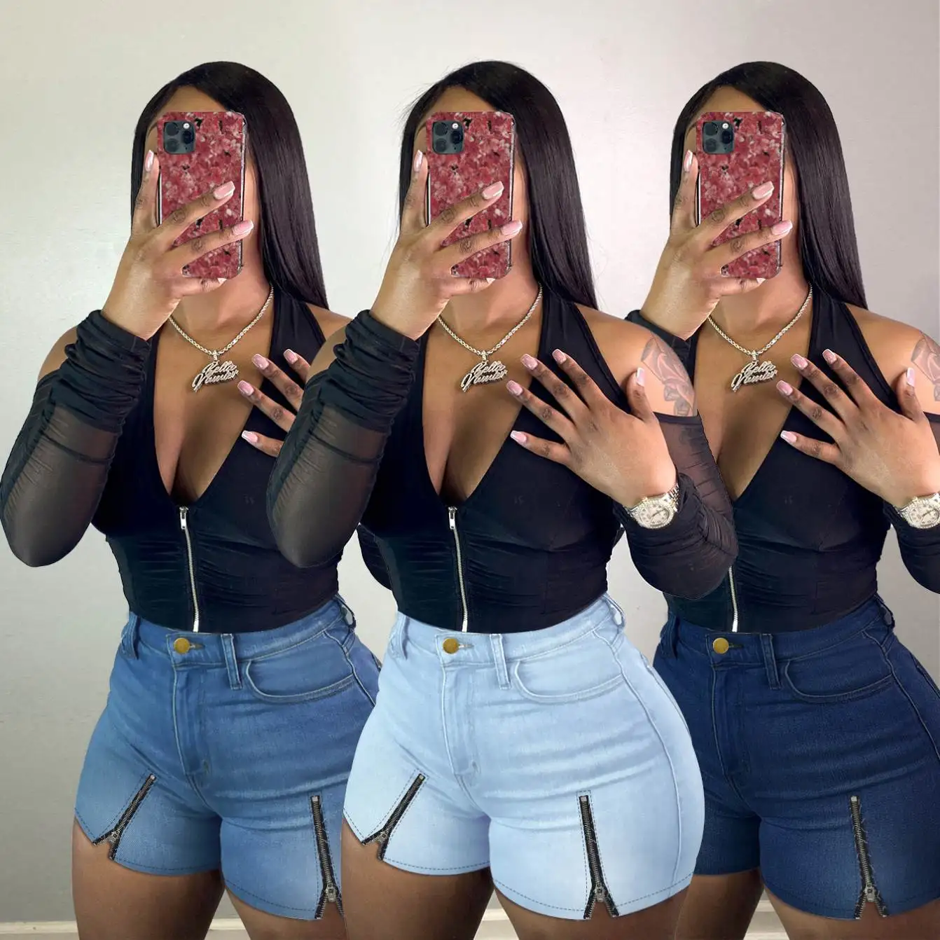 2022 Summer Fashionable Zip Button High 