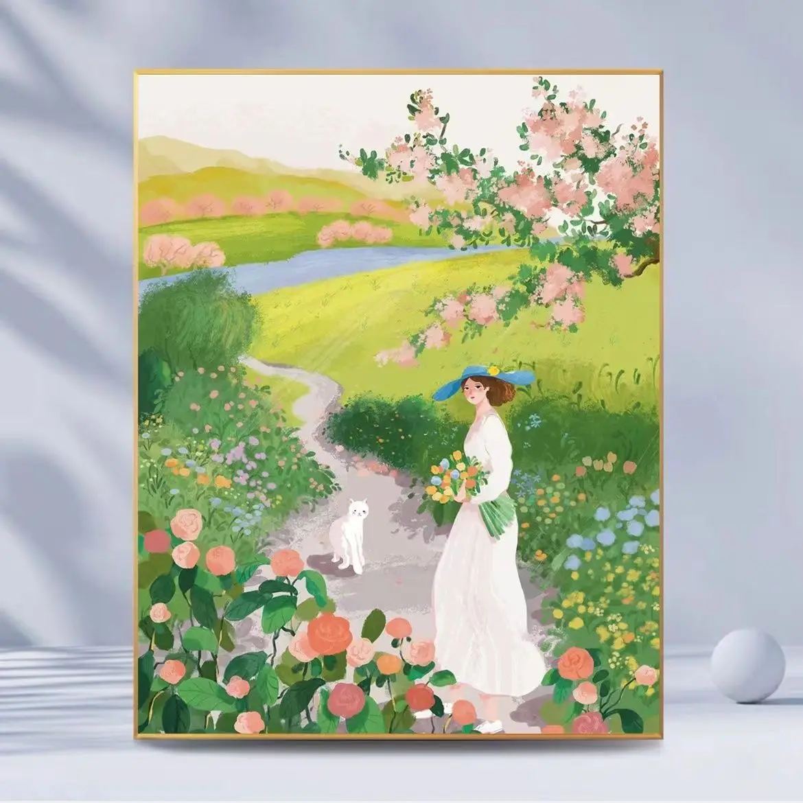 Whimsical Farmhouse Wall Art Canvas Print Orange Orchard Vibrant Green Orange Neutral Tones Living Room Bedroom Home Decor