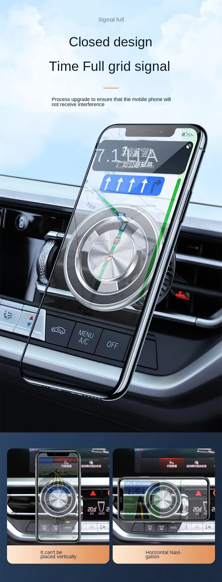 Metal güçlü manyetik anti-sonbahar araba hava çıkış braketi iPhone için 360 rotasyon araba Mini hava çıkışı cep telefon tutucu destekler