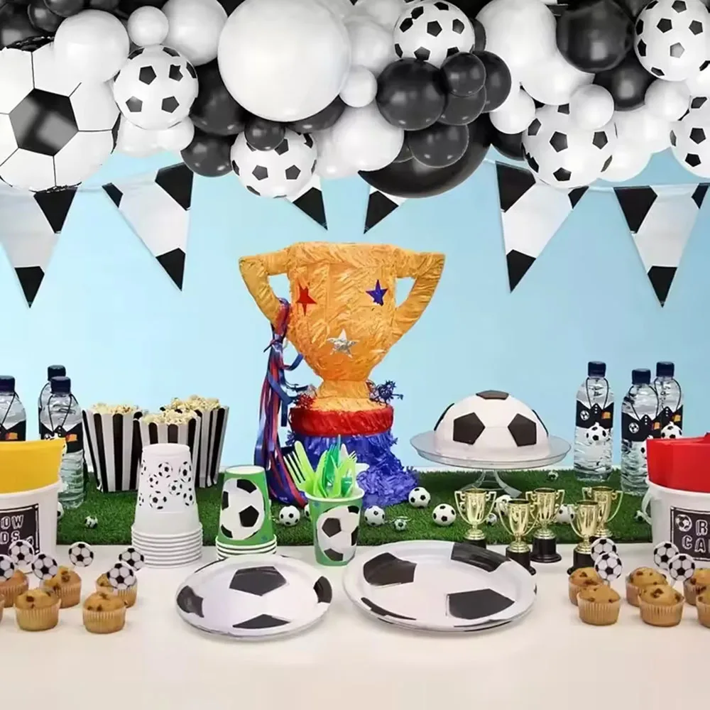 2026 FootballWorld Soccer Glossy Thick Aluminum 4D Balloon Garland Arch Kit Durable 3-Color Offset Printed Balloons Party