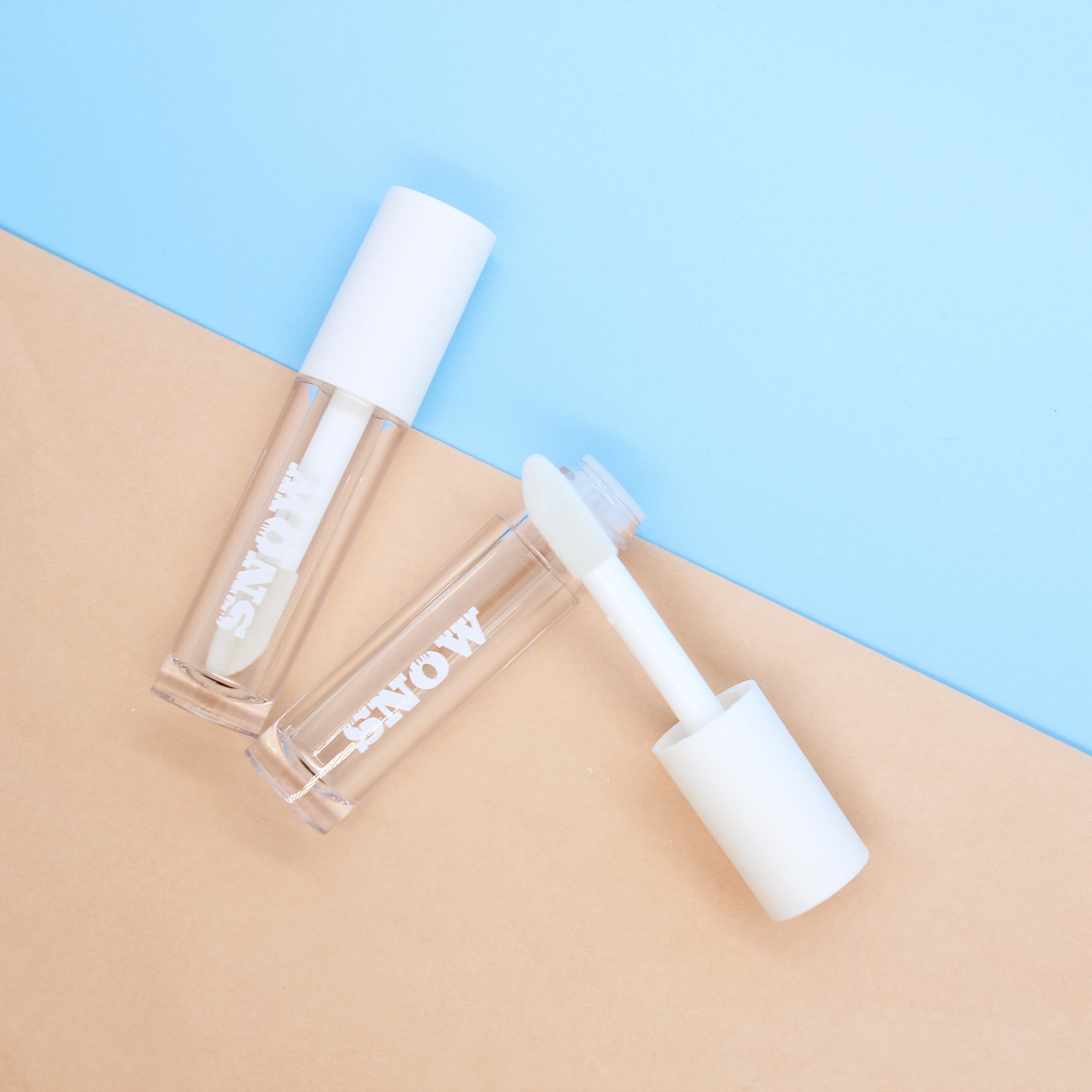 Wholesale custom empty white lipgloss packaging luxury liquid lipstick packaging lip gloss containers tube with big brush