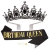 Gun-black crown and ribbon two-piece set