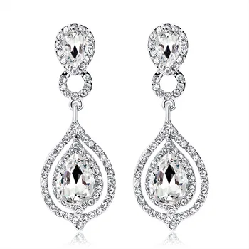 Fashion Custom Rhinestone wedding Earrings For Women Crystal Geometric Statement Earrings Wedding Costume Jewellery