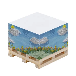 Promotional Wooden Pallet Posted It Sticky Note Cube Adhesive Memo Paper Cube Block Square Note Pad Brick