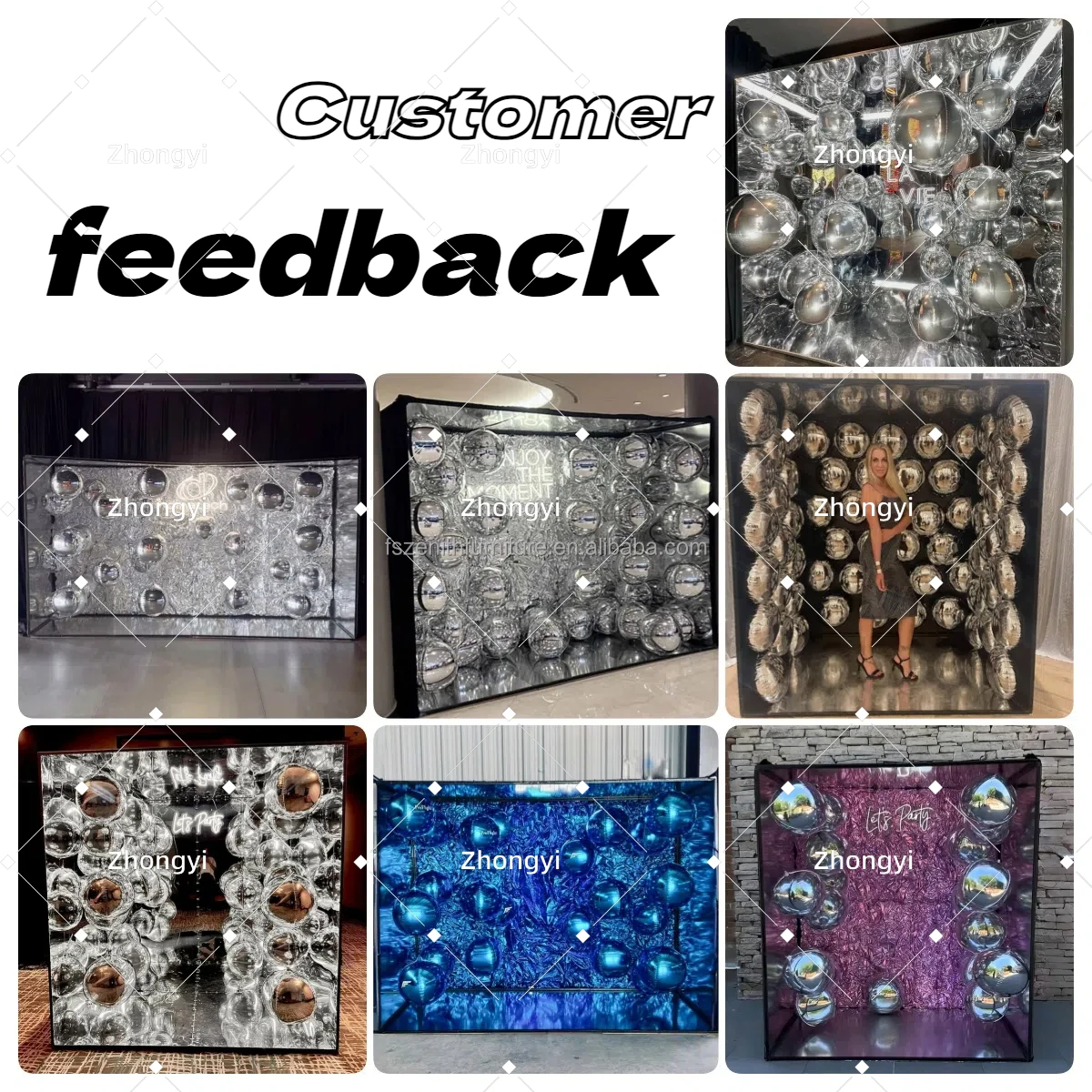 Custom Fast Delivery Detachable Magazine Photo Booth Box Mirror 360 Walk-in Metal Detachable Frame for Wedding Party