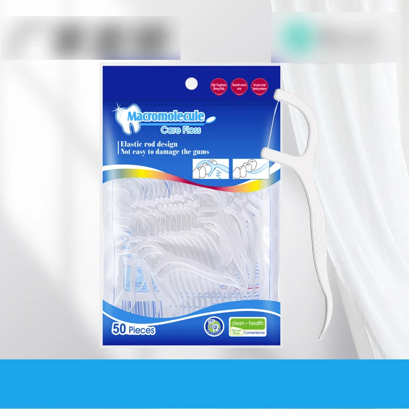50pcs Big c Angled sharp Tip White Hollow Professional Dental Plastic Handle Tooth Pick Toothpicks and Floss