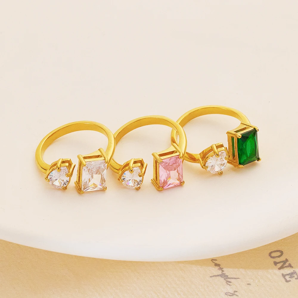 Custom 18k Gold Plated Waterproof Cubiczirconia Crystal Stainless Steel