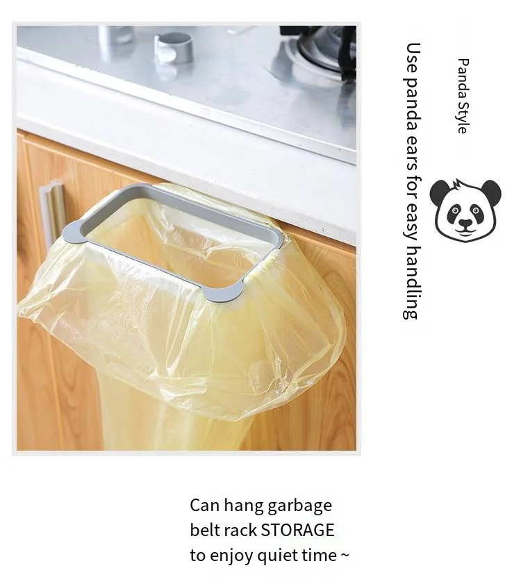 Plain Panda kitchen door back carrying garbage bag holder Household cabinet door behind rag hanger Garbage rack details