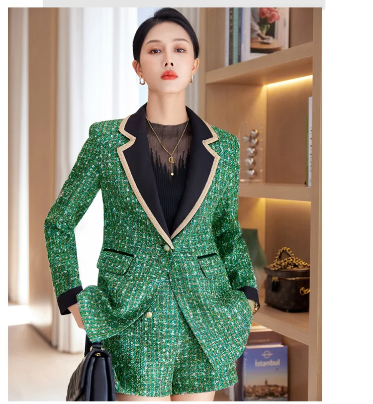 New Long Sleeve Button Set High Quality Two-piece Women's Blazer And ...