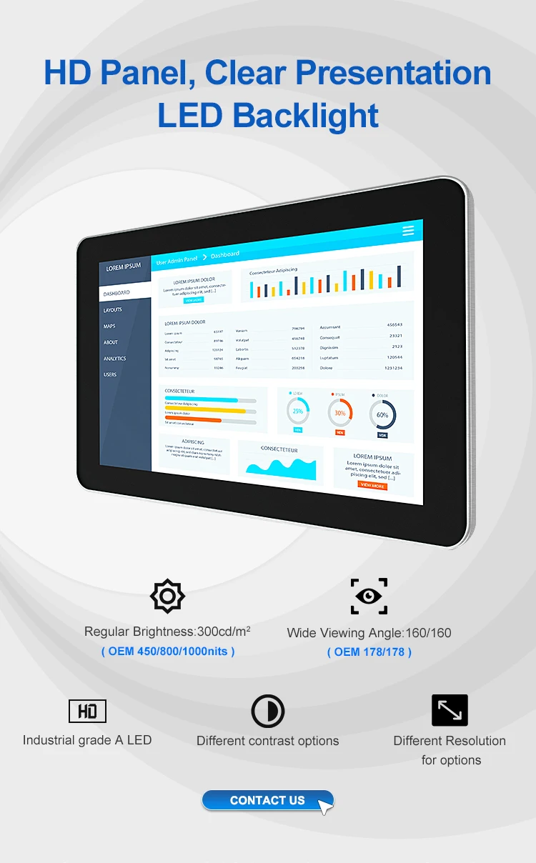8 Inch 4:3 USB/DVI Capacitive Touch Screen Aluminum Frame Industrial LCD Monitor New Virtual Reality Ready