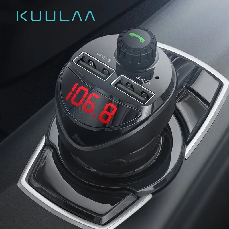 5V Bt Qc 3,0 быстрой зарядки автомобильное зарядное устройство с двойным Usb портом авто беспроводной передатчик Fm Radio Mp3 плеер громкой связи Bluetooth гарнитура для автомобильного зарядного устройства Usb