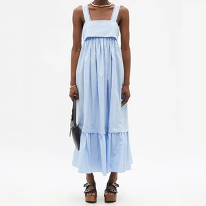 Custom Spring Summer Square Collar Tie-back Maxi Women's Casual Daily Elegant Eco-Friendly Dresses