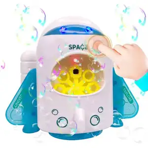 ITTL Summer Outdoor Activity Astronaut Automatic Bubble Maker with Light Music Electric Spacecraft Bubble Machine Toys for Kids