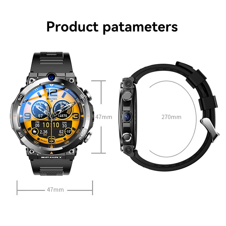 4G Sim Card Android Smart Watch with GPS WiFi NFC Dual Camera Video Call Function 900mAh Long Standby Smartwatch for Elderly