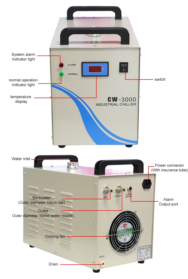 Water Tank Injection Machine Industrial Chiller Small CW3000 Refrigeration Machine Cooling Water ...