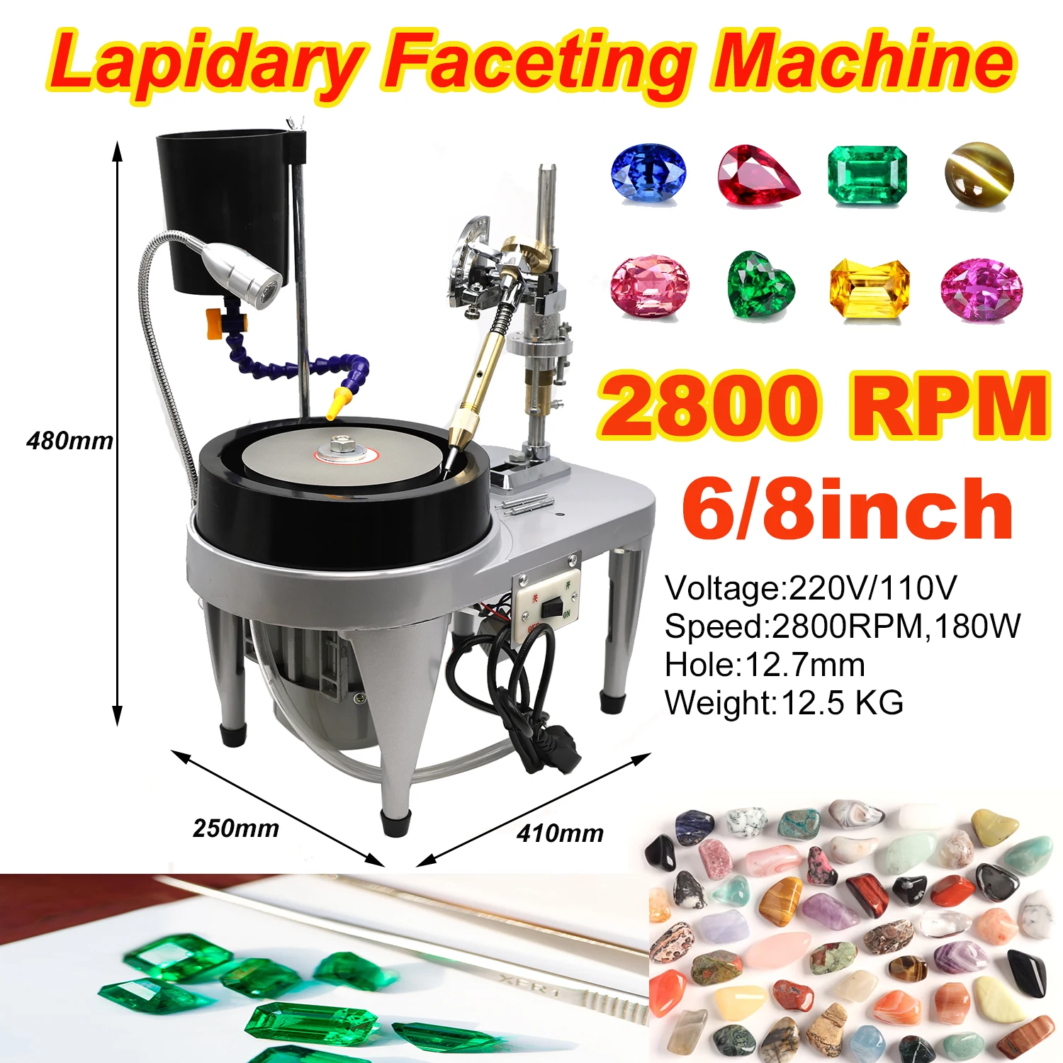 Lapidary Saw Edelsteen Polijsten Slijpmachine, 0-10000 tpm DIY Sieraden voor Goud Zilver, Snijden Boren Tool voor Sieraden Maken