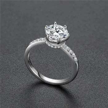 Dropshipping Fashion Qings 925 Silver Round Cut zircon Ladies 18k Gold Jewelry Diamond Rings