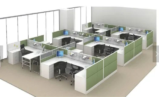Modern Cheap Modular Aluminum Partition 6 Seater Office Workstation Cubicle