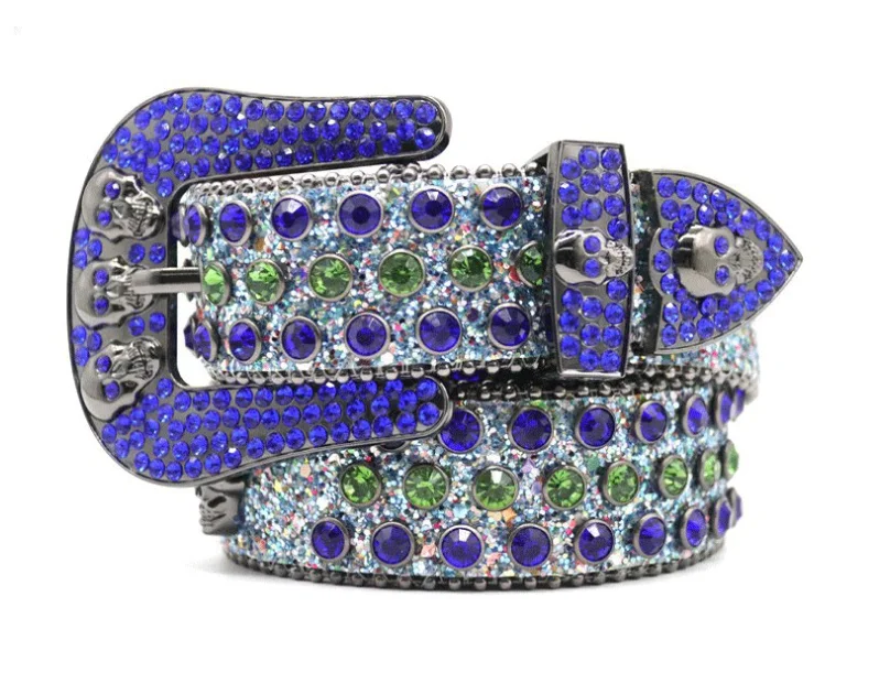 Женский кожаный ремень со стразами