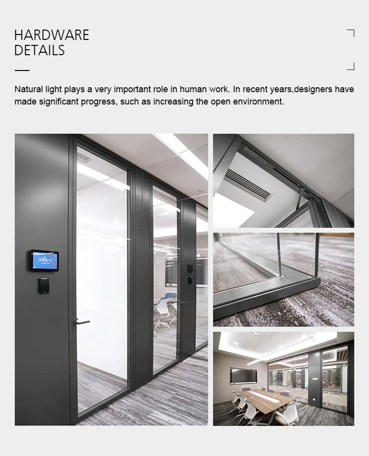 Frame Hidden Aluminum Poder Coating Glass Wall Partitioning for Office ...