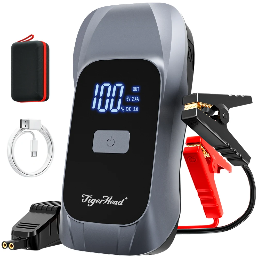 Velkoobchodní přenosný startovací přístroj pro auta, 8000 mAh, špičkový proud 800 A, 12 V, zvýšení výkonu akumulátoru pro osobní automobily s digitálním displejem