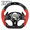 LED rojo fibra de carbono forjada + cuero perforado rojo