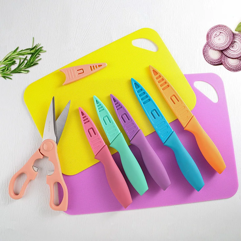 Wonderful Plastic Handle Color Nonstick Knife Set 25 Pieces Scissors