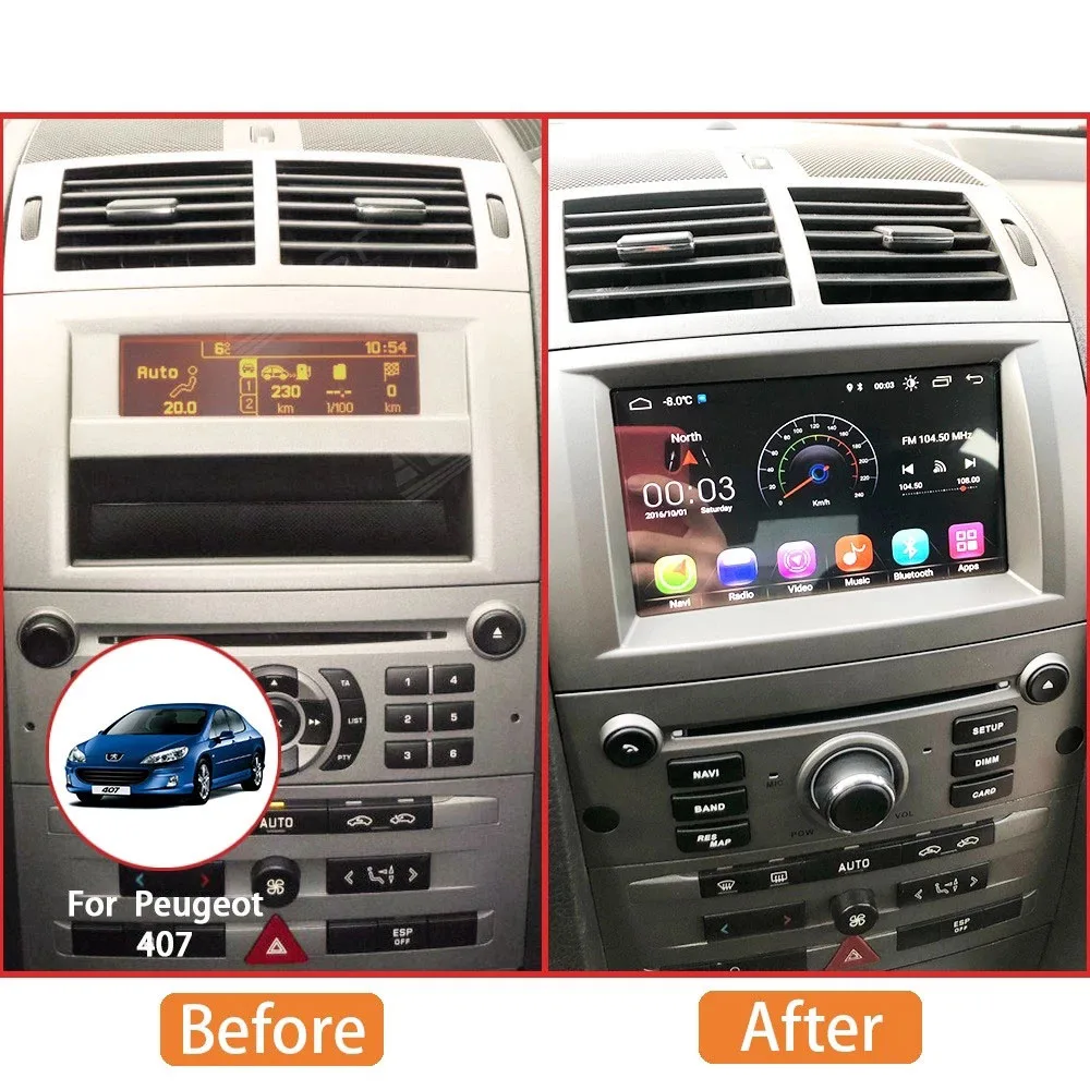 Peugeot 407 (2004-2010) 用 Android 車載ラジオ マルチメディア
