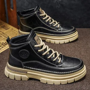 Men's Waterproof High Top Boots, Oversized Boots, Stylish British Style Cool Men's Shoes