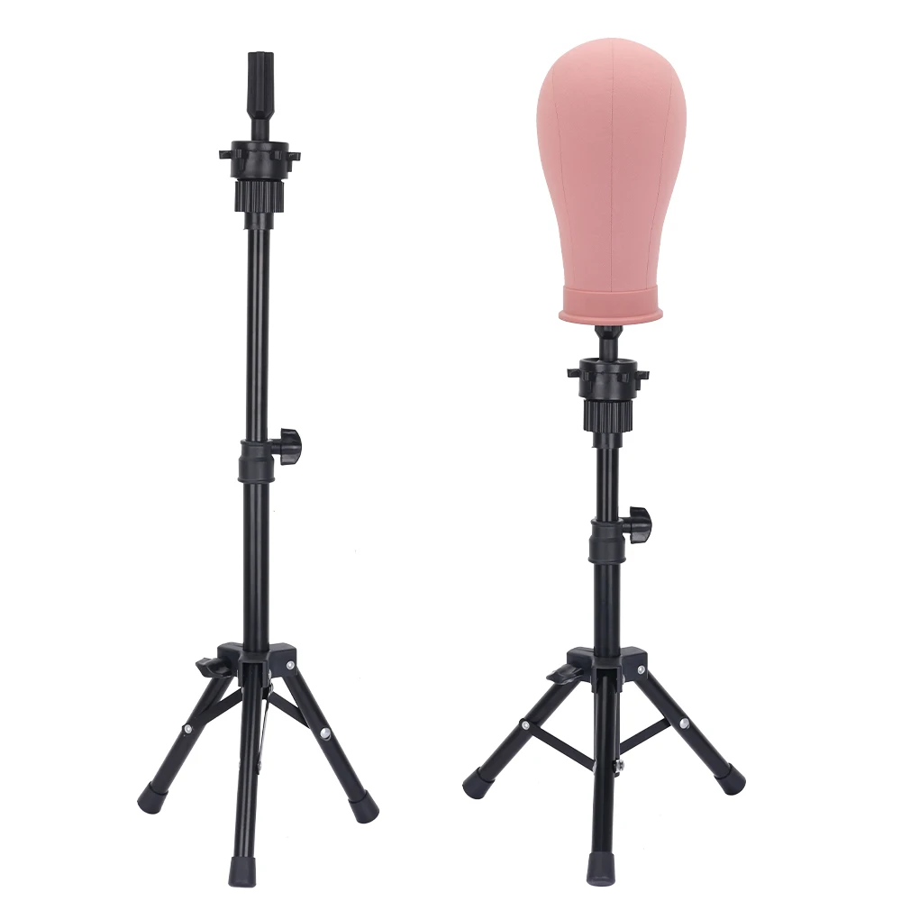 Mini Table Top Mannequin Head Stand Holder Foldable Metal Adjustable Wig Tripod Manikin for Salon Cosmetology Teaching