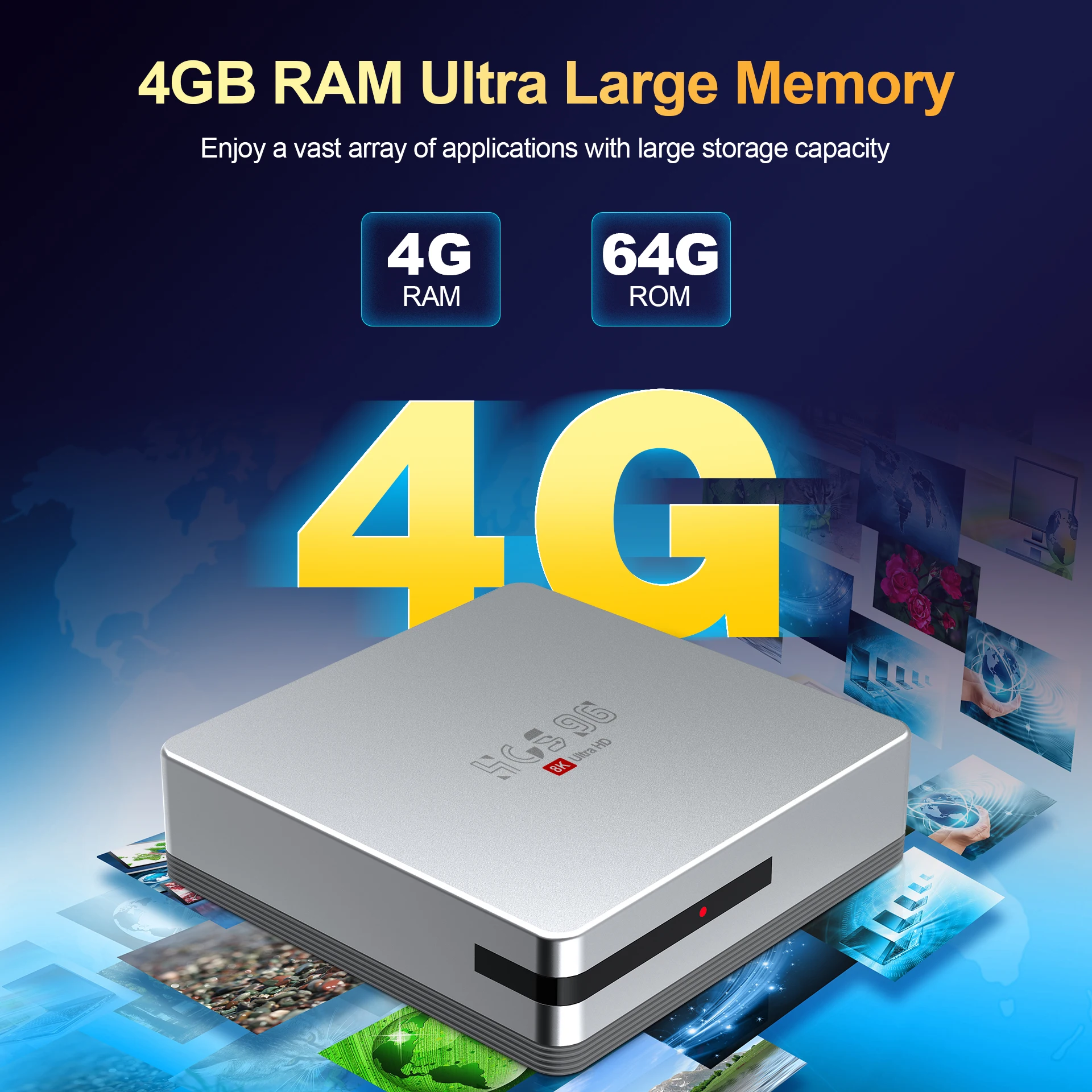 Top Rated HCS96 Ott MAX 4GB 64GB 2.4G 5G WiFi6 Processor Allwinner H313 Android16 BT5.2 Voice Remote Control Tv Box