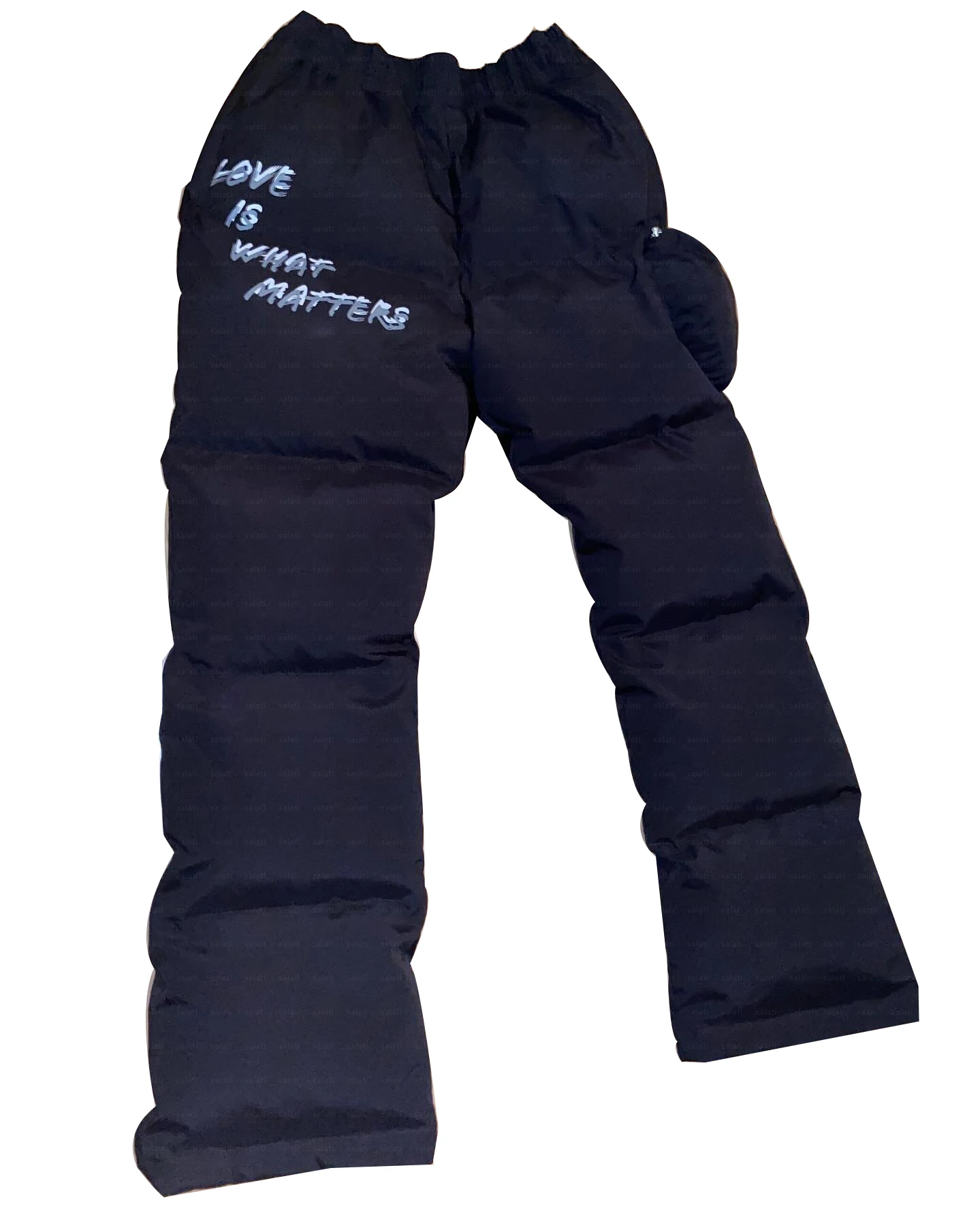 Custom Screen Print Cotton Fleece Baggy Thermal Heart Pocket Winter Skate Snow Bubble Women Unisex Down Puffer Pants for Men gallery 7