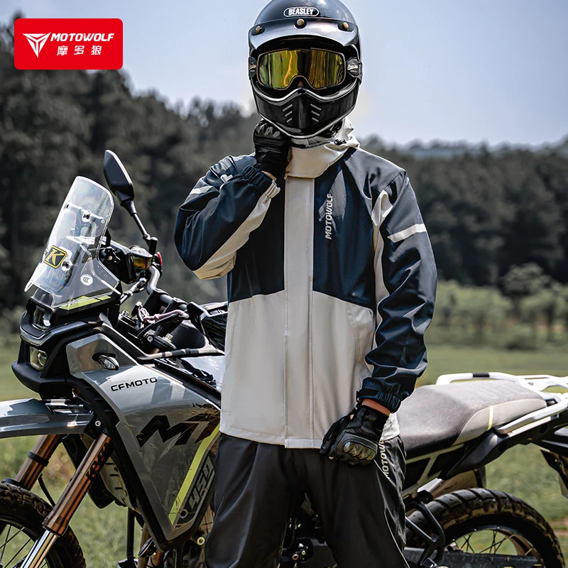 Motowolf Biker Rain Suit MotoWolf MDL0403B Raincoat Green GearX
