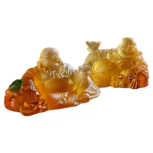 Dropshipping Fast Delivery Crystal Liuli Laughing Maitreya Statue Blessing Car Interior Decoration