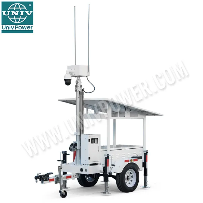 UNIV Portable CCTV Trailer with Solar Power Surveillance Light Towers for Effective Outdoor Surveillance