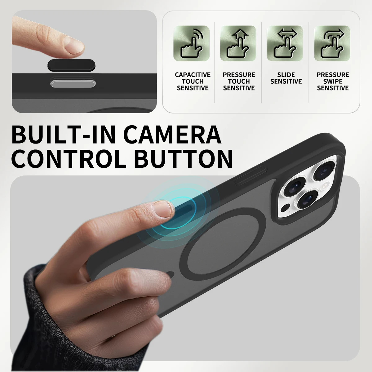 Built in Camera Control Button Phone Case for iphone 16 Shockproof ...