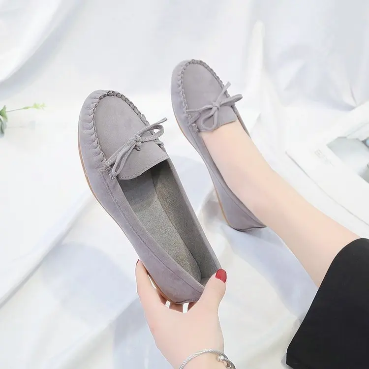 Spring and Autumn New European and American Bow Flat Sole Single Shoes Round Toe Pregnant Women's Large Shoes