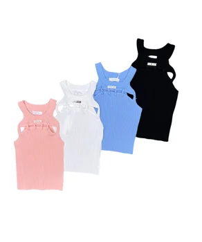 High Quality Sleeveless Women's Vest Tops Round Neck Hollowed-Out Sleeveless Vest For Export